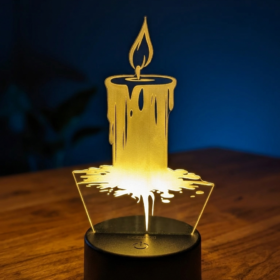GearUP Acrylic Multicolor Night Lam (Candle) – Black